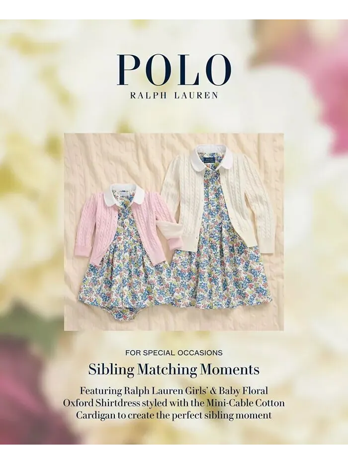 Хлопковый кардиган косой вязки для маленьких девочек Polo Ralph Lauren — изображение 3 из 8, розовый