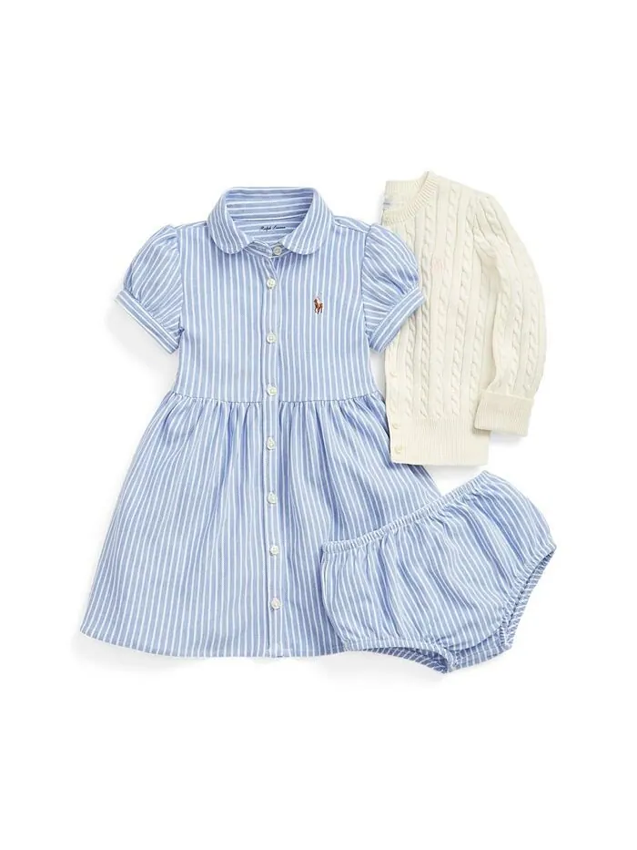 Хлопковый кардиган косой вязки для маленьких девочек Polo Ralph Lauren — изображение 4 из 6, белый