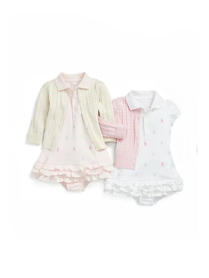 Хлопковый кардиган косой вязки для маленьких девочек Polo Ralph Lauren — изображение 5 из 6, белый