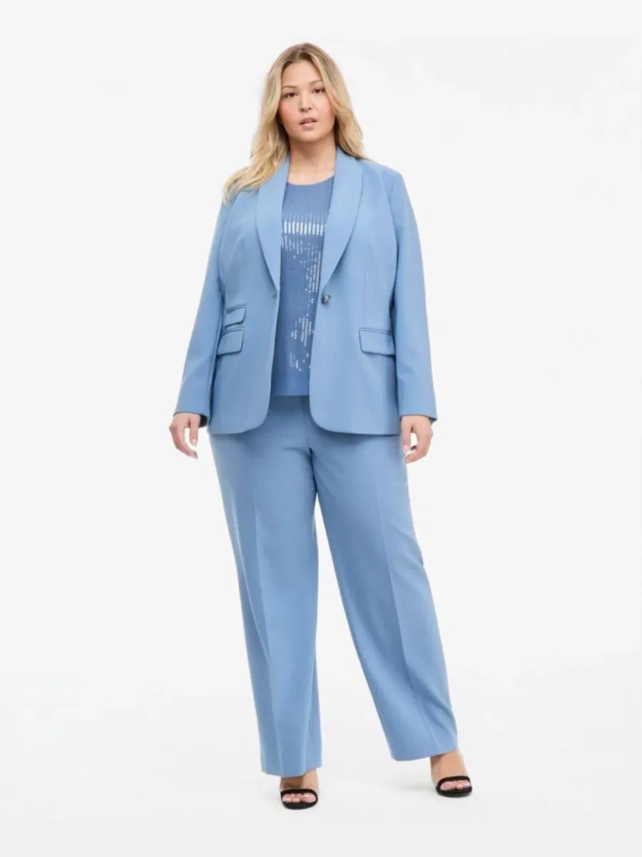 Блейзер с лацканами и одной пуговицей Anne Klein — изображение 4 из 4, синий