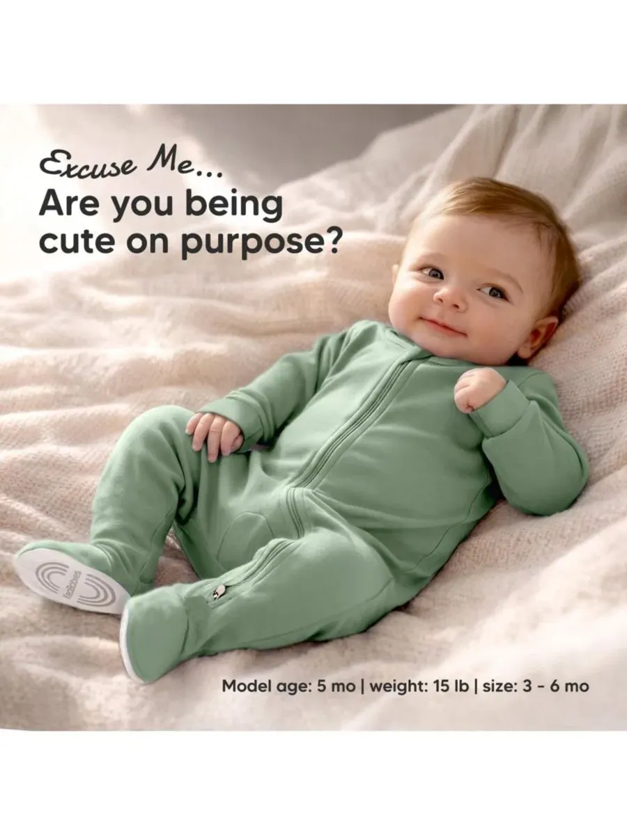 Детский слип-комбинезон с длинным рукавом Soothe Sleep N' Play Footie KeaBabies — изображение 2 из 9, экру