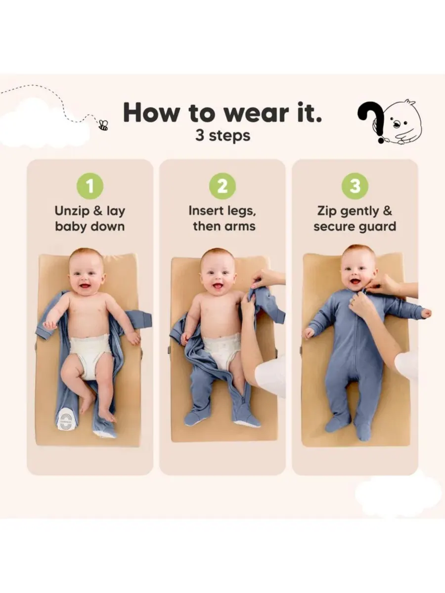 Детский слип-комбинезон с длинным рукавом Soothe Sleep N' Play Footie KeaBabies — изображение 8 из 9, экру