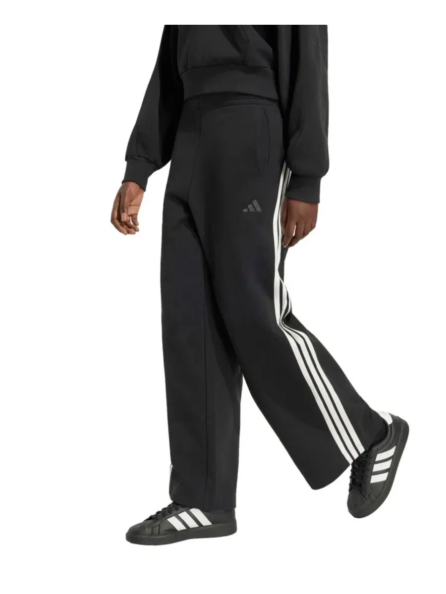 Широкие спортивные брюки с лампасами adidas Kit 3-Stripes Wide Pant — изображение 1 из 6, черный/белый