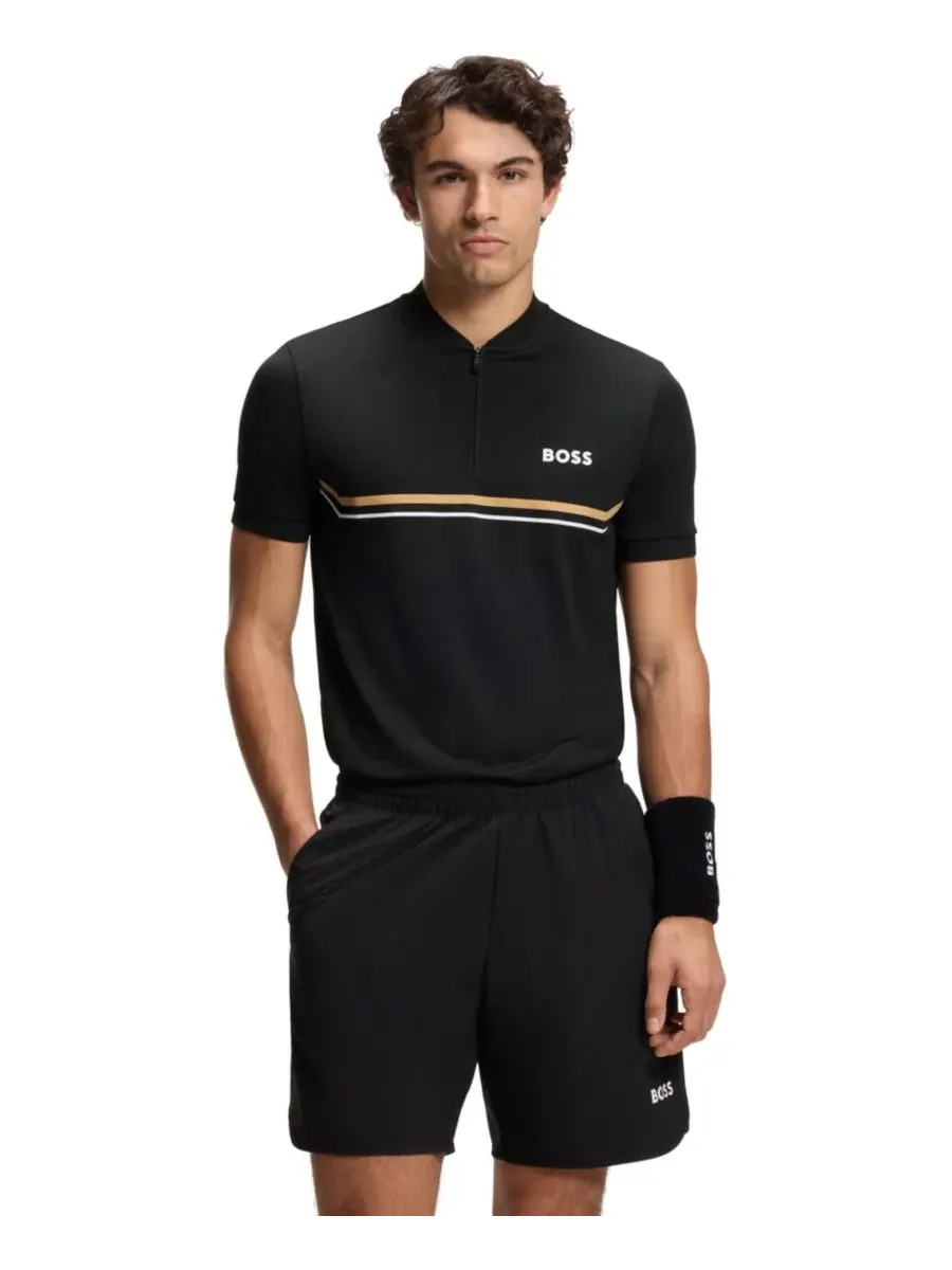 Поло из полиэстера с молнией, Slim Fit Hugo Boss