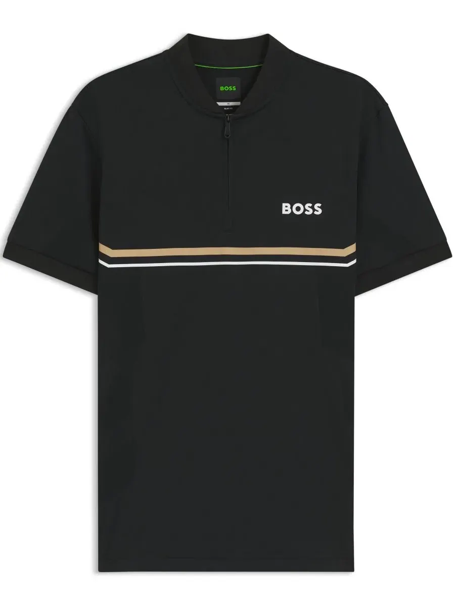 Поло из полиэстера с молнией, Slim Fit Hugo Boss — изображение 2 из 5, черный