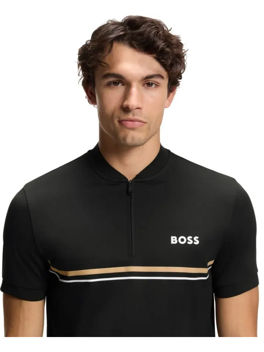 Поло из полиэстера с молнией, Slim Fit Hugo Boss — изображение 5 из 5, черный