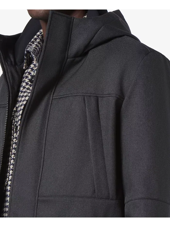 Мужская утепленная парка с капюшоном Tompkins Micro-Houndstooth на флисовой подкладке Marc New York — изображение 4 из 4