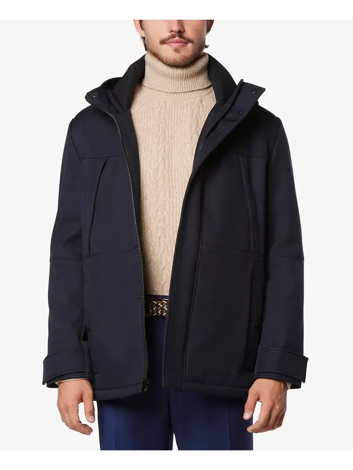 Мужская утепленная парка с капюшоном Tompkins Micro-Houndstooth на флисовой подкладке Marc New York