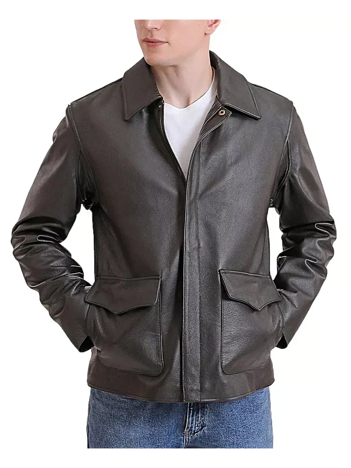 Мужская кожаная куртка в стиле рейдеров Legend Jacket Indy-Style Landing Leathers
