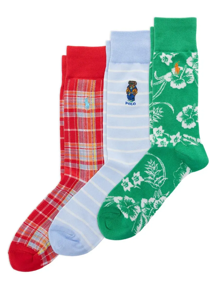 Комплект носков хлопковых с принтом Polo Ralph Lauren