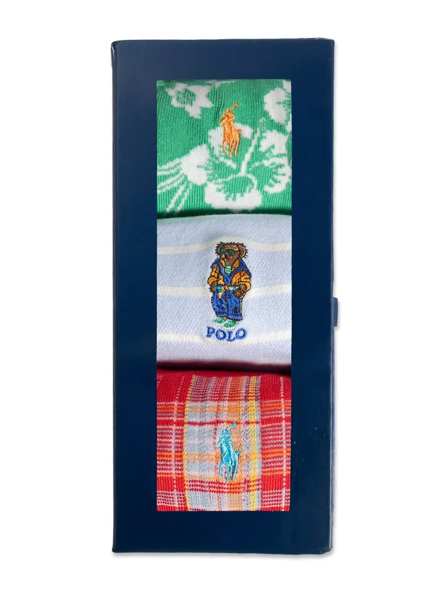 Комплект носков хлопковых с принтом Polo Ralph Lauren — изображение 6 из 6, красный/синий/зеленый