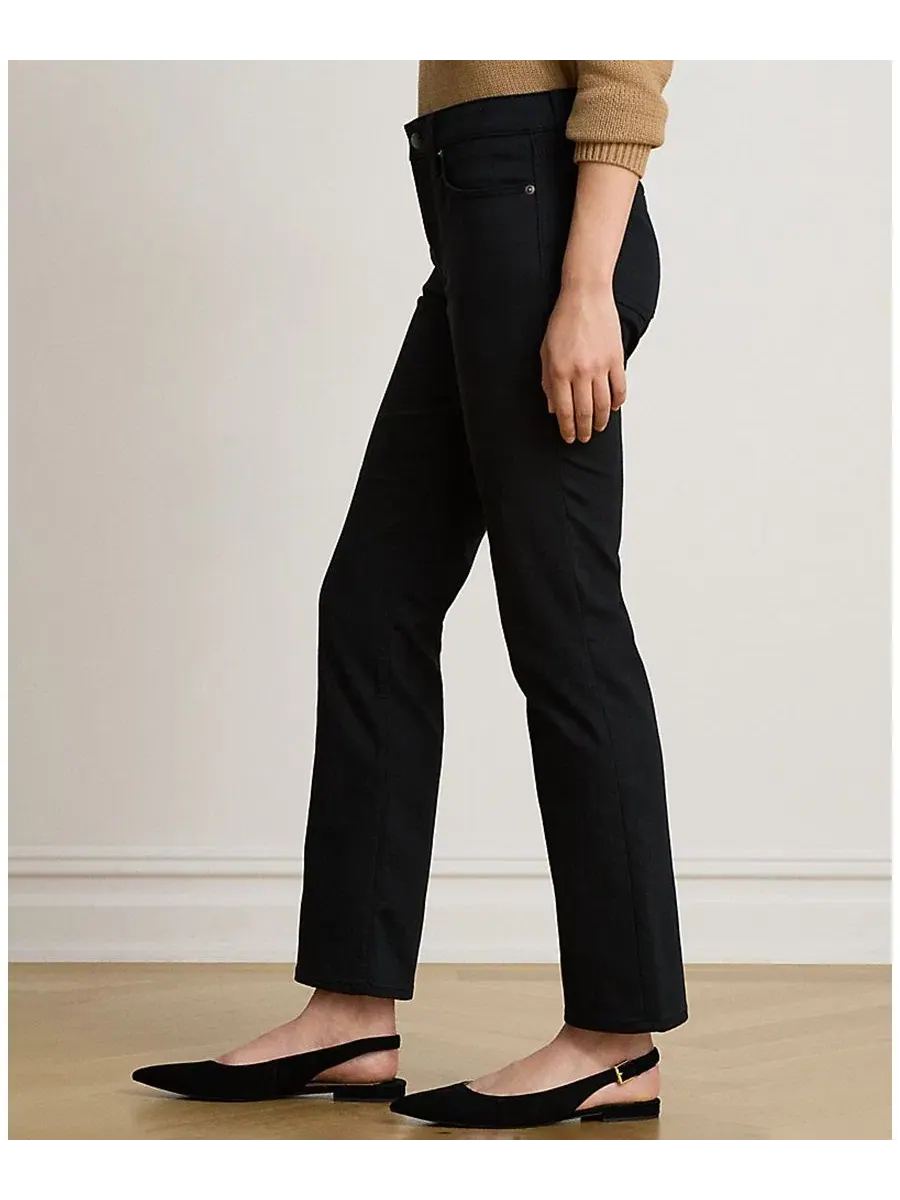 Джинсы прямые с заниженной талией Petite Mid-Rise Straight Cut Jeans Lauren Ralph Lauren — изображение 2 из 4, черный