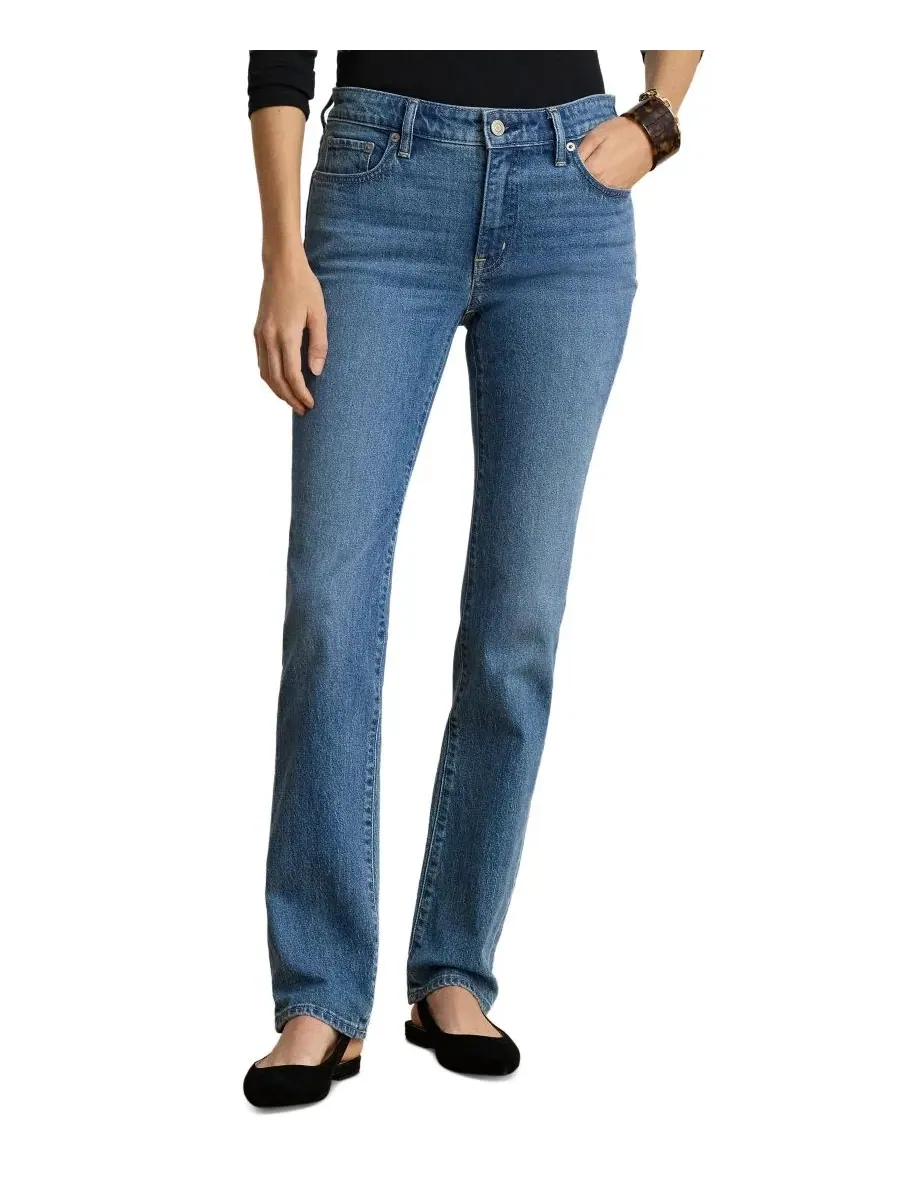 Джинсы прямого кроя с заниженной талией Petite Mid-Rise Straight Cut Jeans Lauren Ralph Lauren