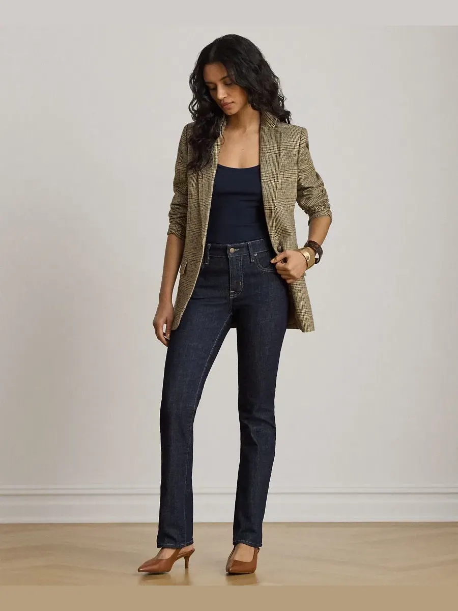 Джинсы прямого кроя с заниженной талией, Petite Mid-Rise Straight Cut Jeans Lauren Ralph Lauren — изображение 2 из 6, красный