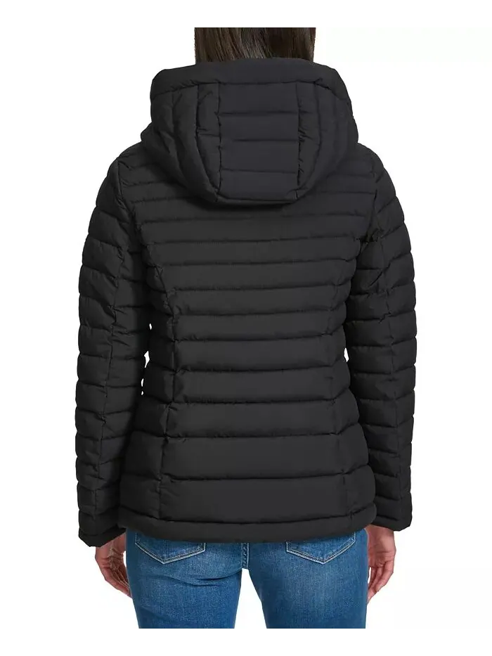Женское складное стеганое пальто с капюшоном Tommy Hilfiger — изображение 2 из 6, черный