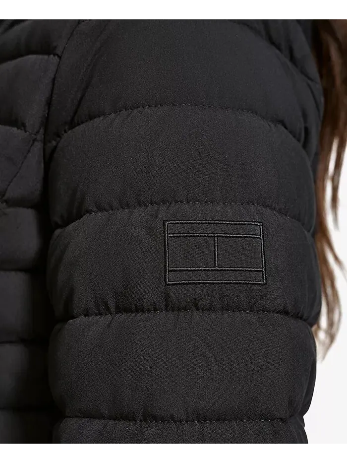 Женское складное стеганое пальто с капюшоном Tommy Hilfiger — изображение 5 из 6, черный