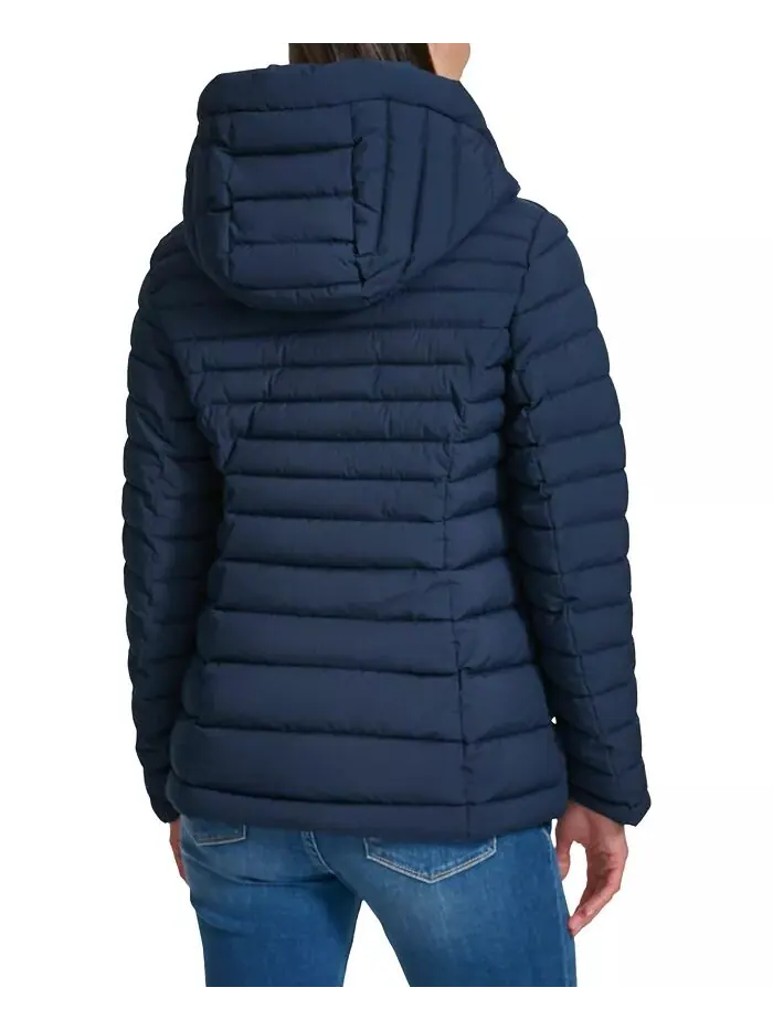 Женское складное стеганое пальто с капюшоном Tommy Hilfiger — изображение 2 из 6, темно-синий