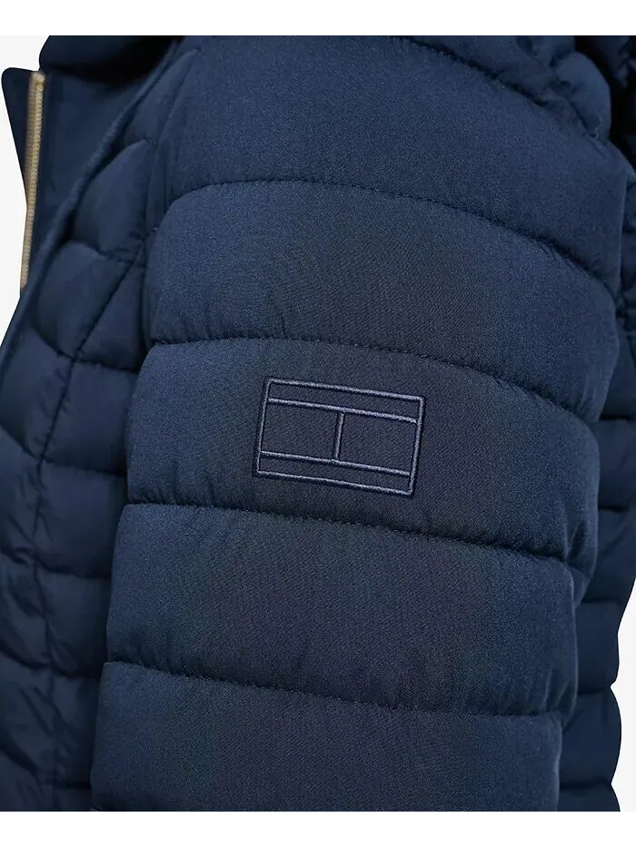 Женское складное стеганое пальто с капюшоном Tommy Hilfiger — изображение 5 из 6, темно-синий