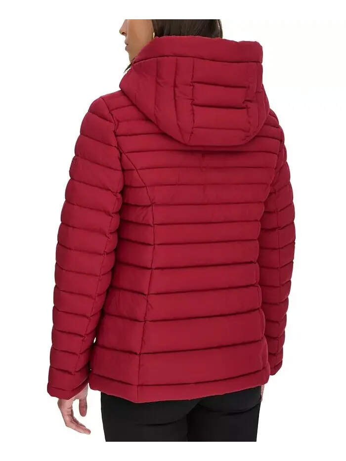 Женское складное стеганое пальто с капюшоном Tommy Hilfiger — изображение 2 из 8, красный
