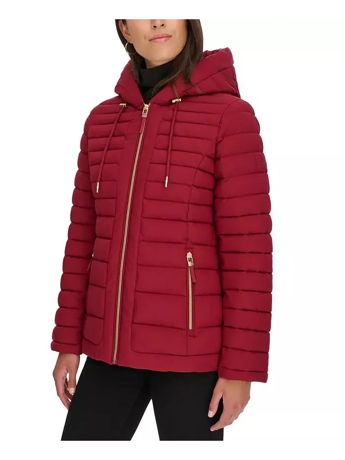 Женское складное стеганое пальто с капюшоном Tommy Hilfiger — изображение 3 из 8, красный