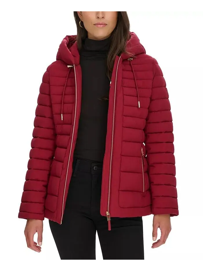 Женское складное стеганое пальто с капюшоном Tommy Hilfiger — изображение 4 из 8, красный