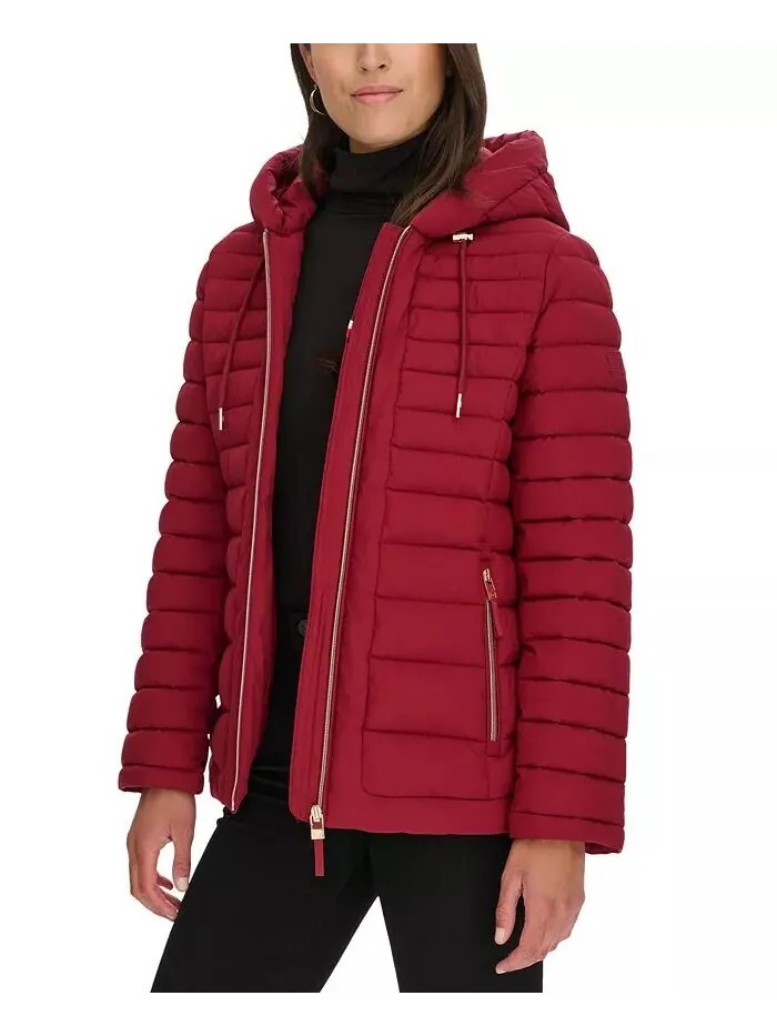 Женское складное стеганое пальто с капюшоном Tommy Hilfiger — изображение 5 из 8, красный