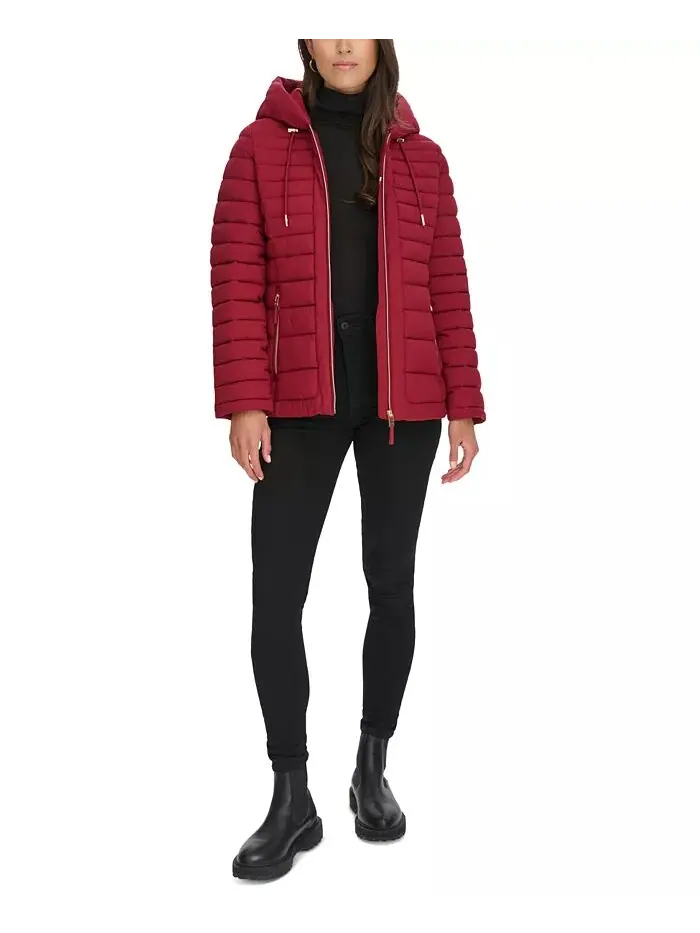 Женское складное стеганое пальто с капюшоном Tommy Hilfiger — изображение 6 из 8, красный