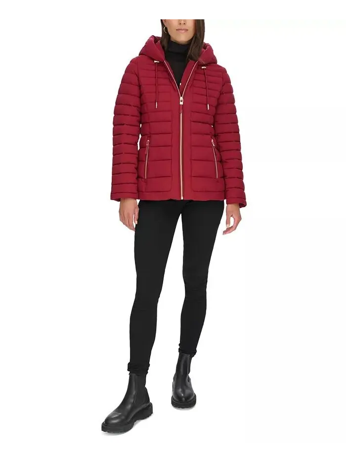 Женское складное стеганое пальто с капюшоном Tommy Hilfiger — изображение 8 из 8, красный