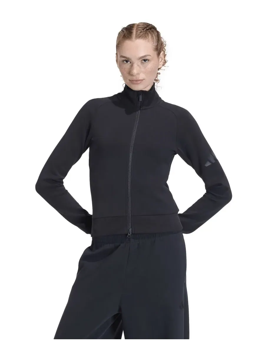 Женская облегающая спортивная куртка Adidas — изображение 1 из 4, черный