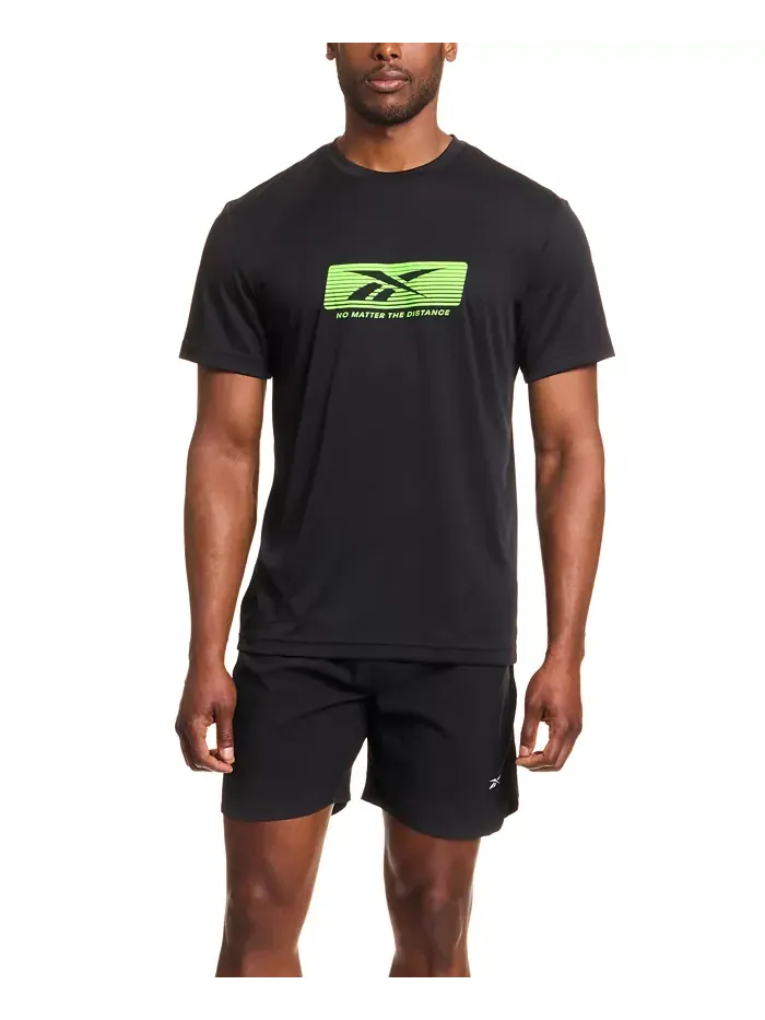 Футболка с коротким рукавом и принтом для бега Distance Reebok — изображение 3 из 3, черный