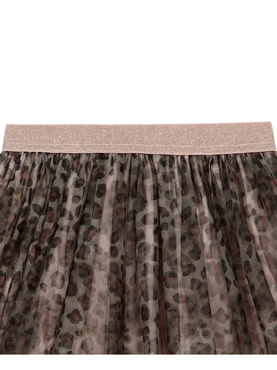 Комплект из свитшота и юбки с леопардовым принтом, модель Animal Print Kids Headquarters — изображение 9 из 9, розовый