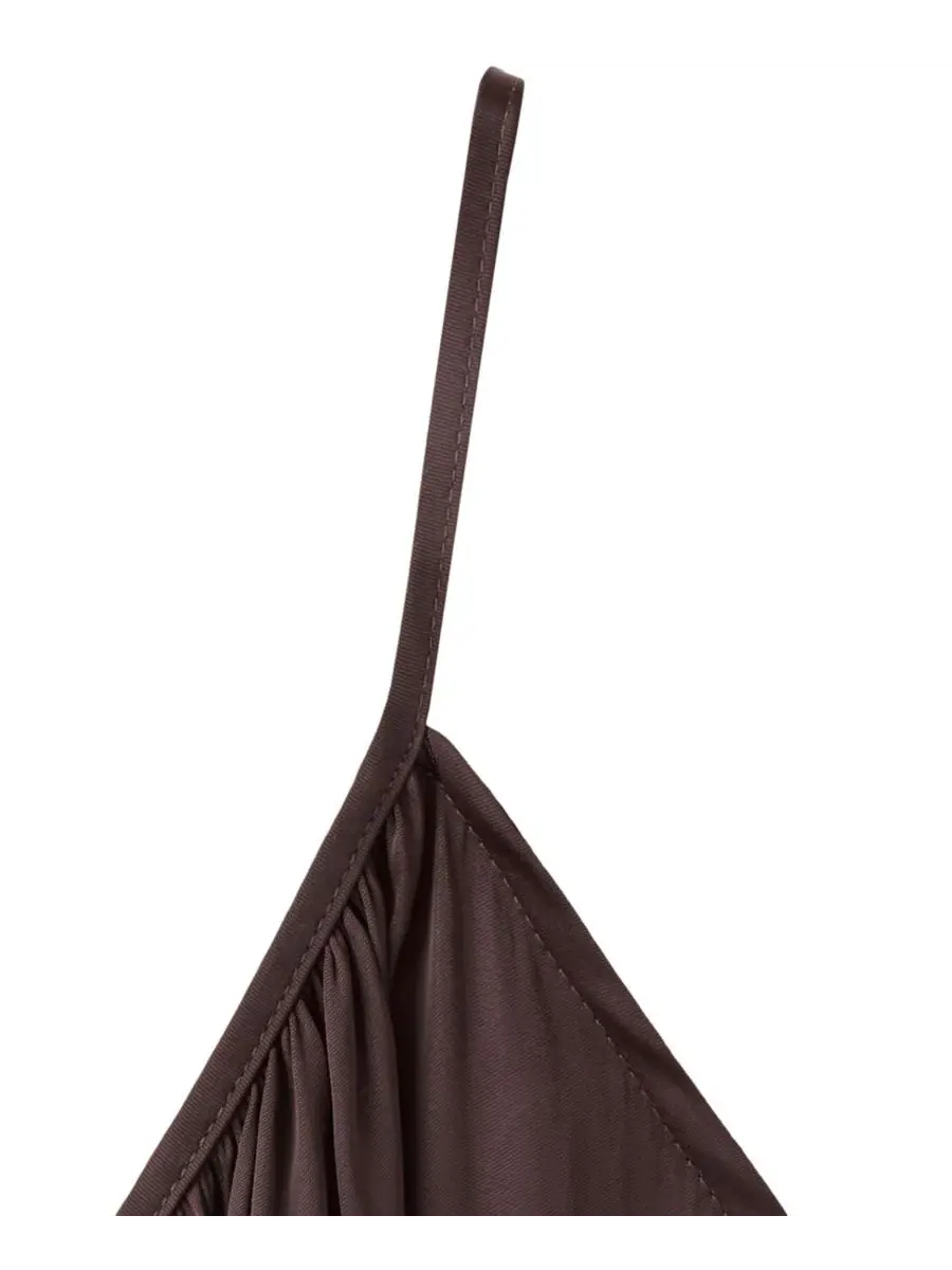 Платье с асимметричным вырезом и драпировкой Maroon MANGO — изображение 3 из 7, коричневый