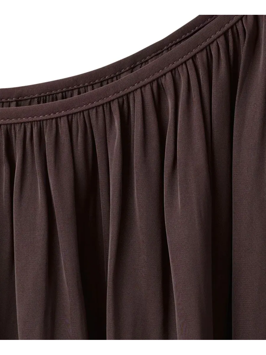 Платье с асимметричным вырезом и драпировкой Maroon MANGO — изображение 5 из 7, коричневый