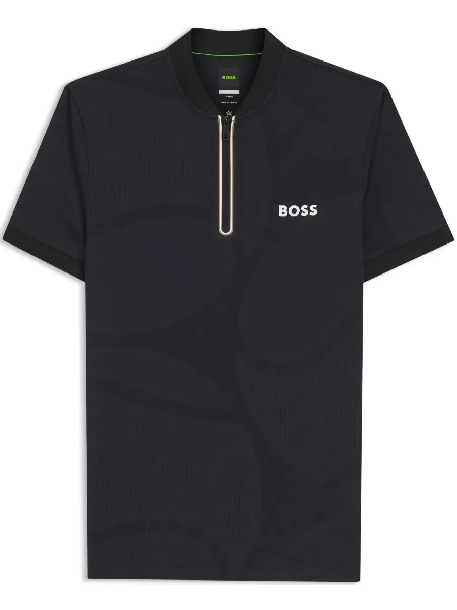 Поло с молнией и принтом Hugo Boss — изображение 2 из 5, черный