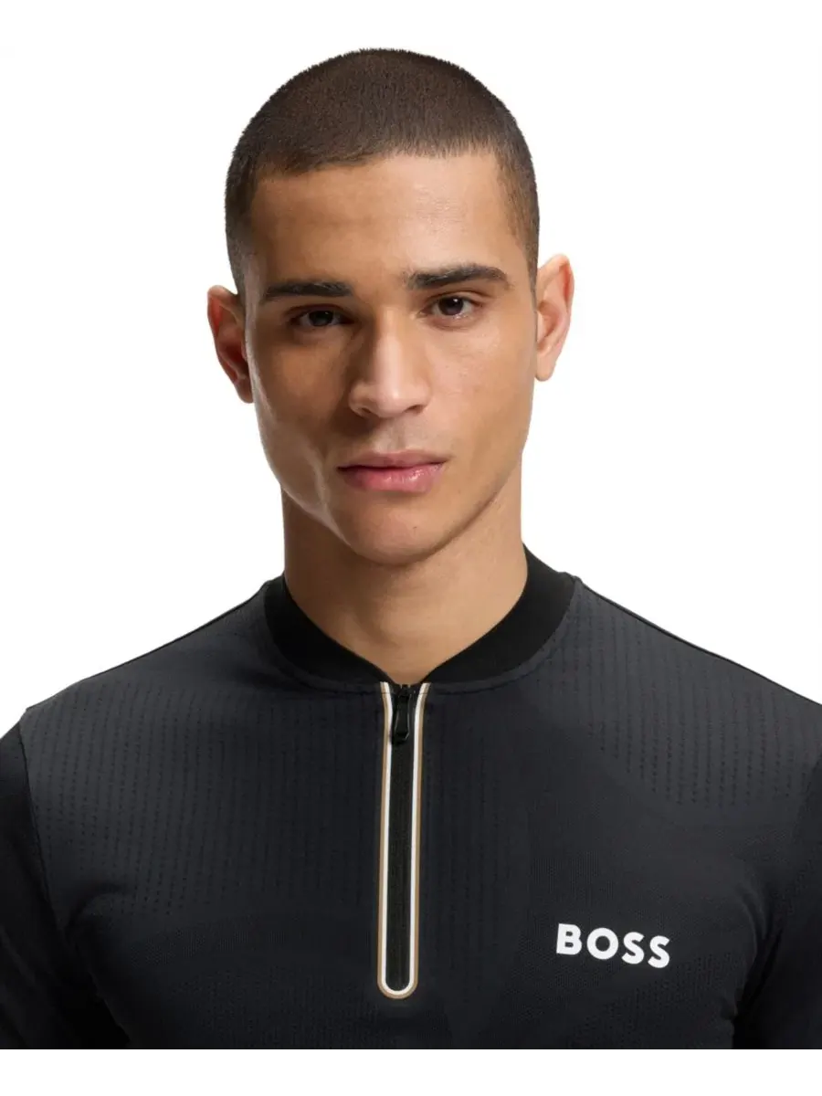 Поло с молнией и принтом Hugo Boss — изображение 5 из 5, черный