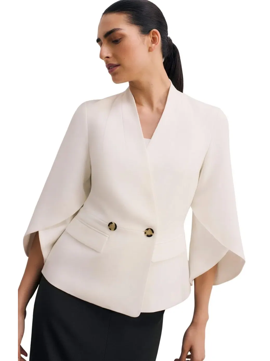 Женский пиджак с драпировкой и накидкой, модель Signature Draped Cape The Fold