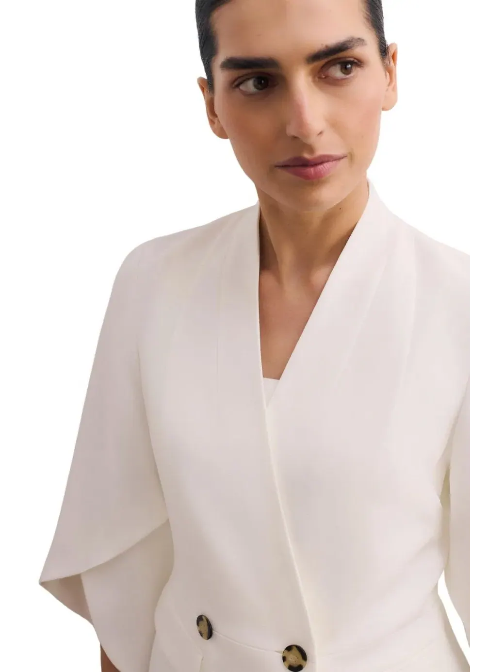 Женский пиджак с драпировкой и накидкой, модель Signature Draped Cape The Fold — изображение 2 из 8, белый
