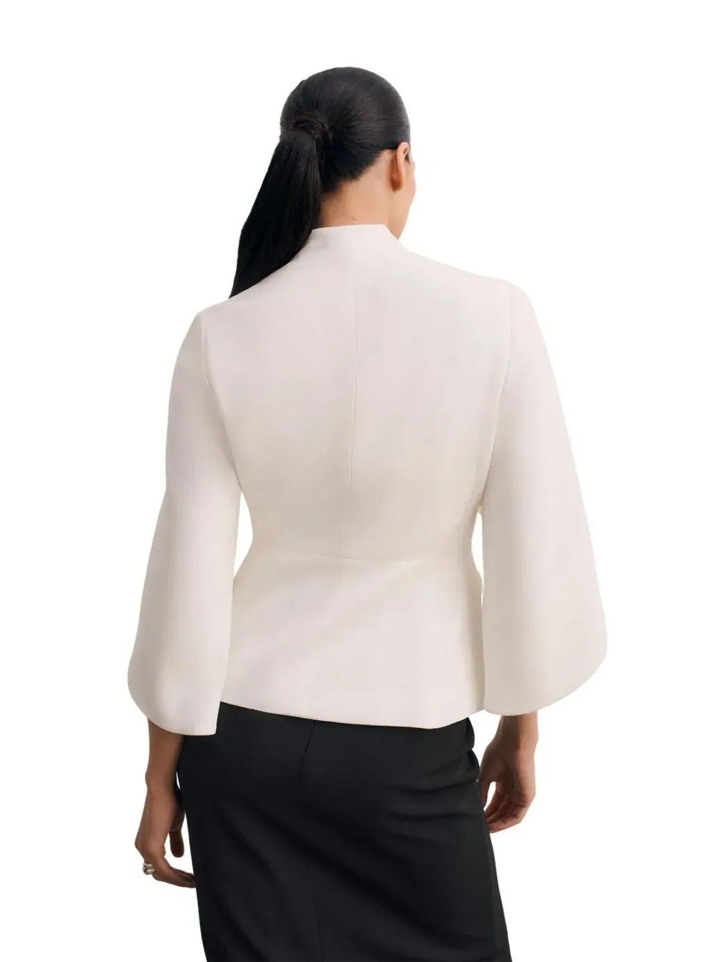 Женский пиджак с драпировкой и накидкой, модель Signature Draped Cape The Fold — изображение 3 из 8, белый