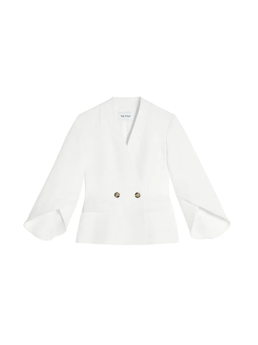 Женский пиджак с драпировкой и накидкой, модель Signature Draped Cape The Fold — изображение 8 из 8, белый