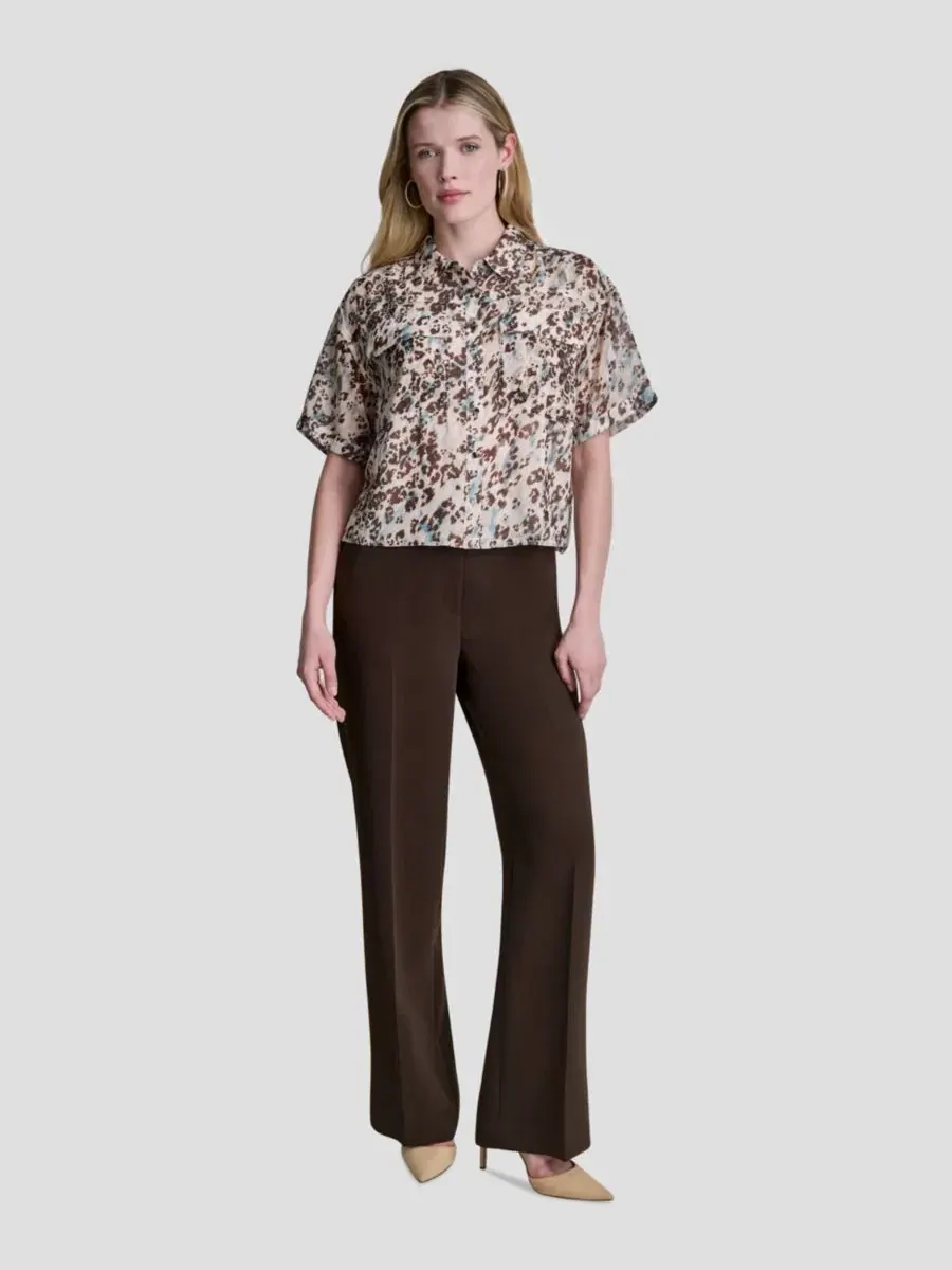 Блуза с воротником и принтом, модель Printed Collared Shirt DKNY — изображение 5 из 6, черный мульти
