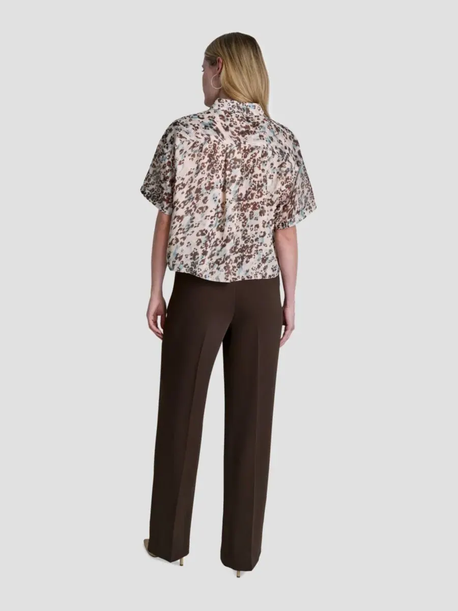 Блуза с воротником и принтом, модель Printed Collared Shirt DKNY — изображение 6 из 6, черный мульти
