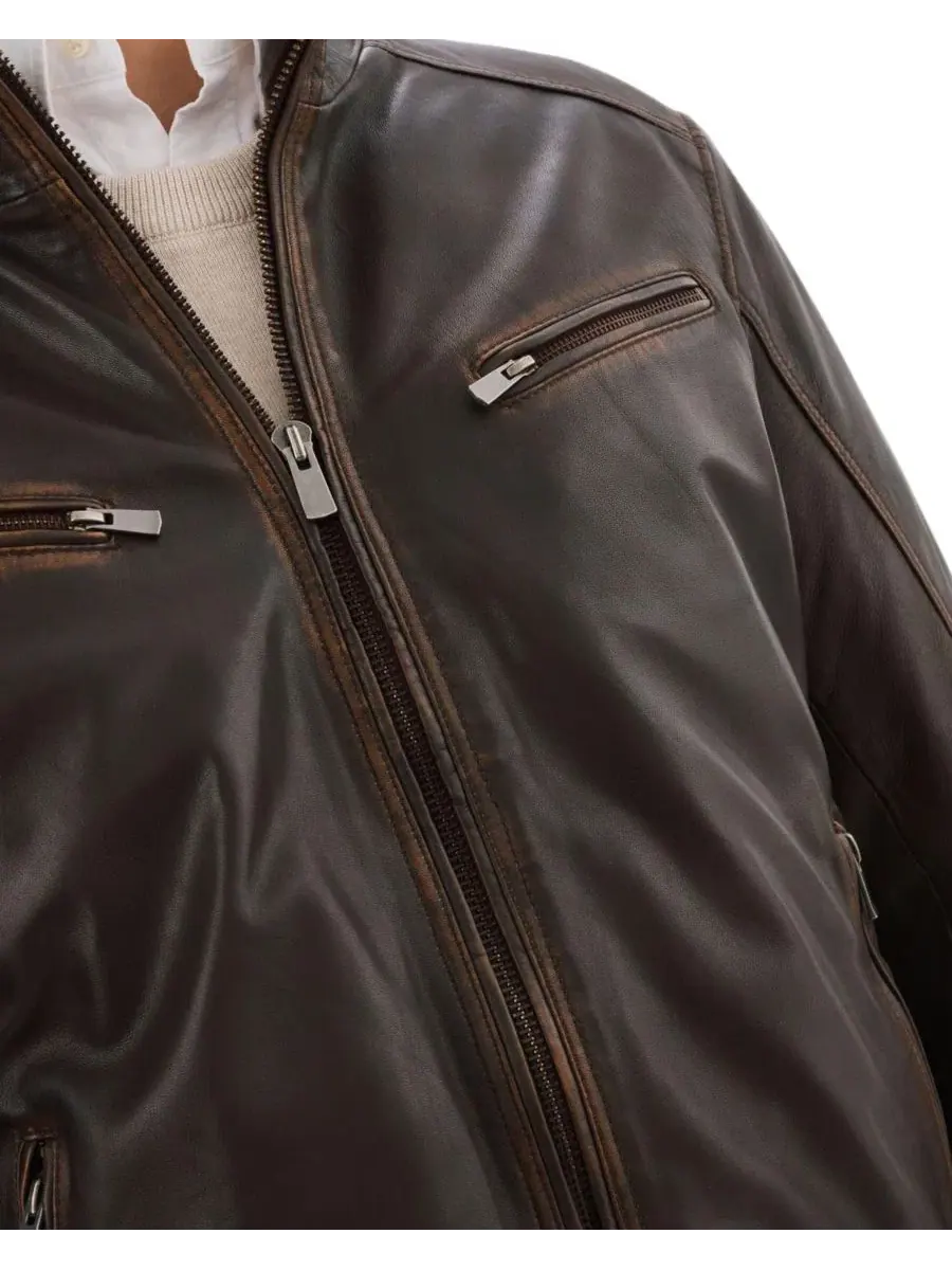 Мужская кожаная куртка GUNNER-V с эффектом потертости Regency Leathers — изображение 3 из 3, винтажный коричневый