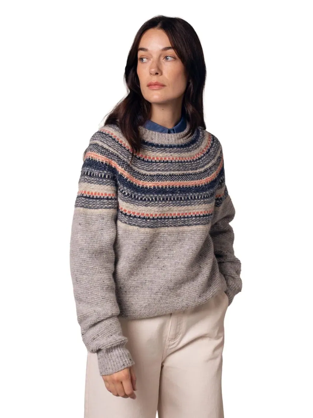 Свитер с кокеткой и узором Stitchy Stripe Celtic & Co.