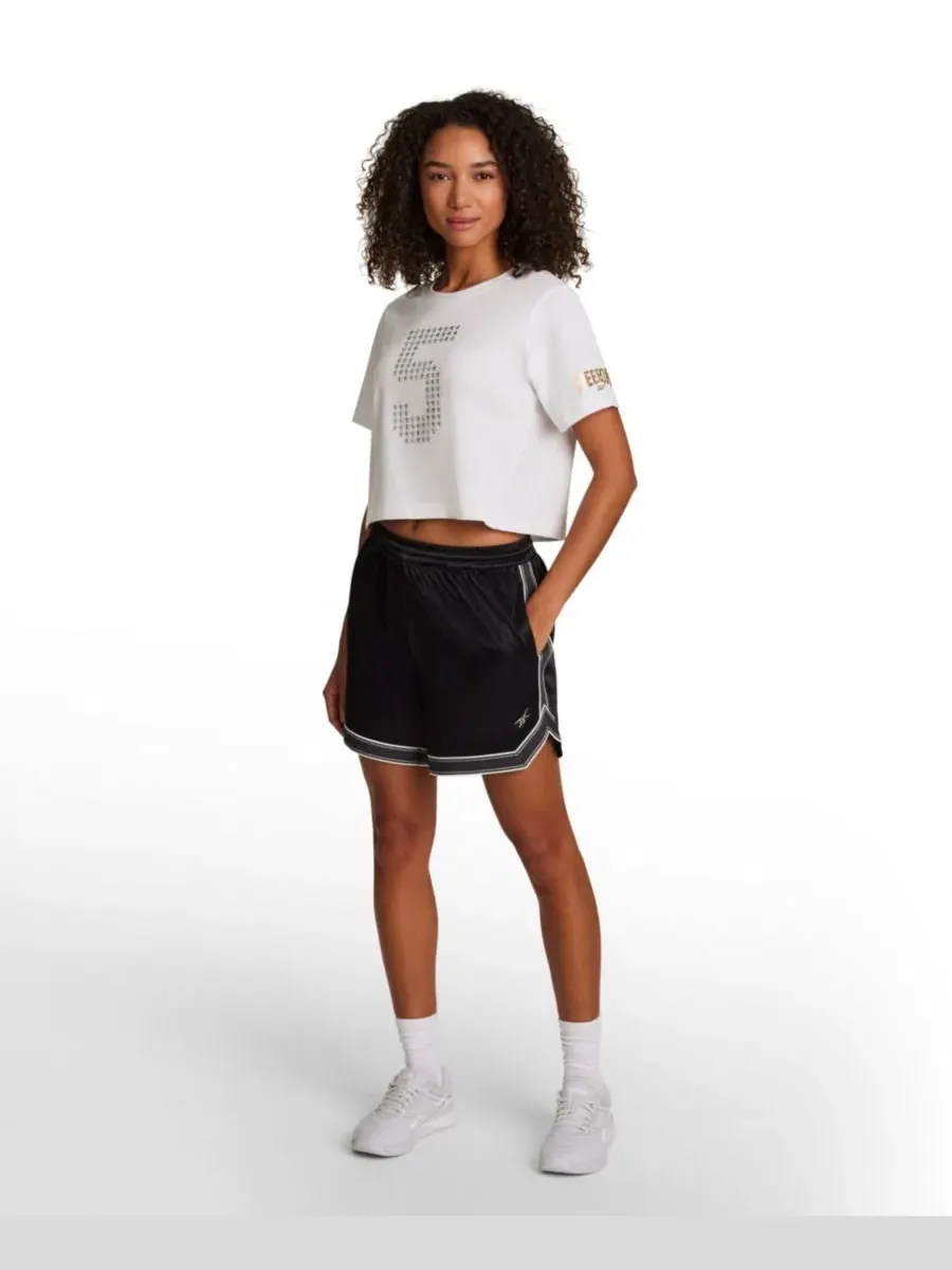 Женская укороченная футболка с баскетбольным принтом Reebok — изображение 2 из 7, белый