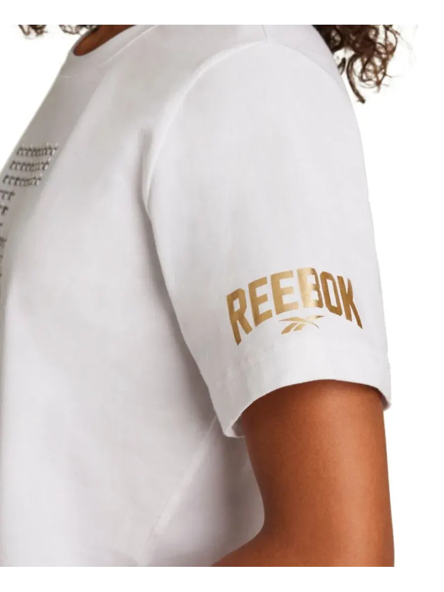 Женская укороченная футболка с баскетбольным принтом Reebok — изображение 6 из 7, белый
