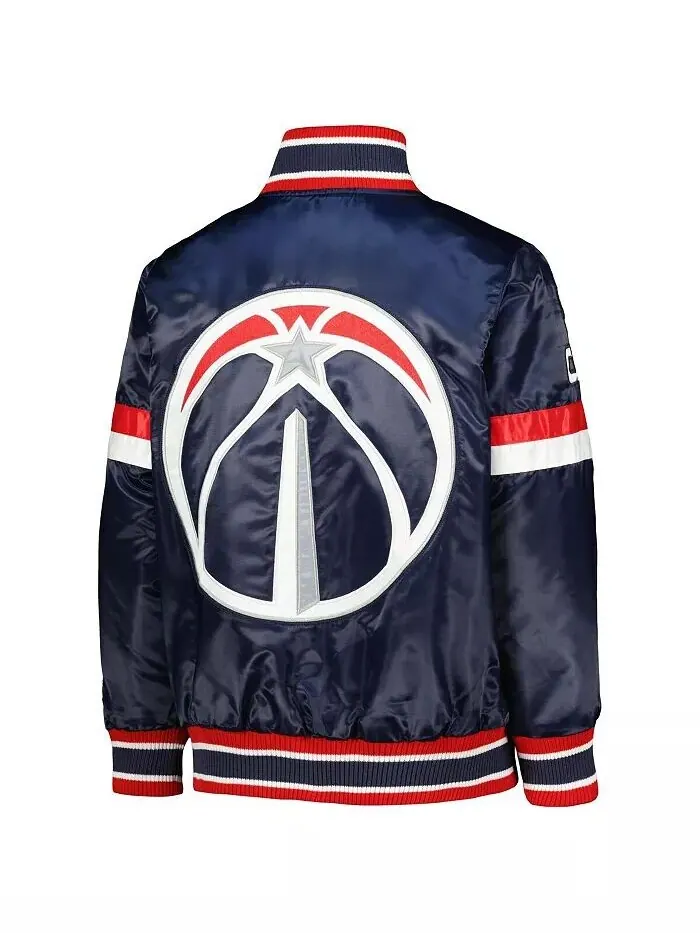 Темно-синяя университетская атласная куртка на кнопках Big Boys Washington Wizards Home Game Starter — изображение 3 из 3