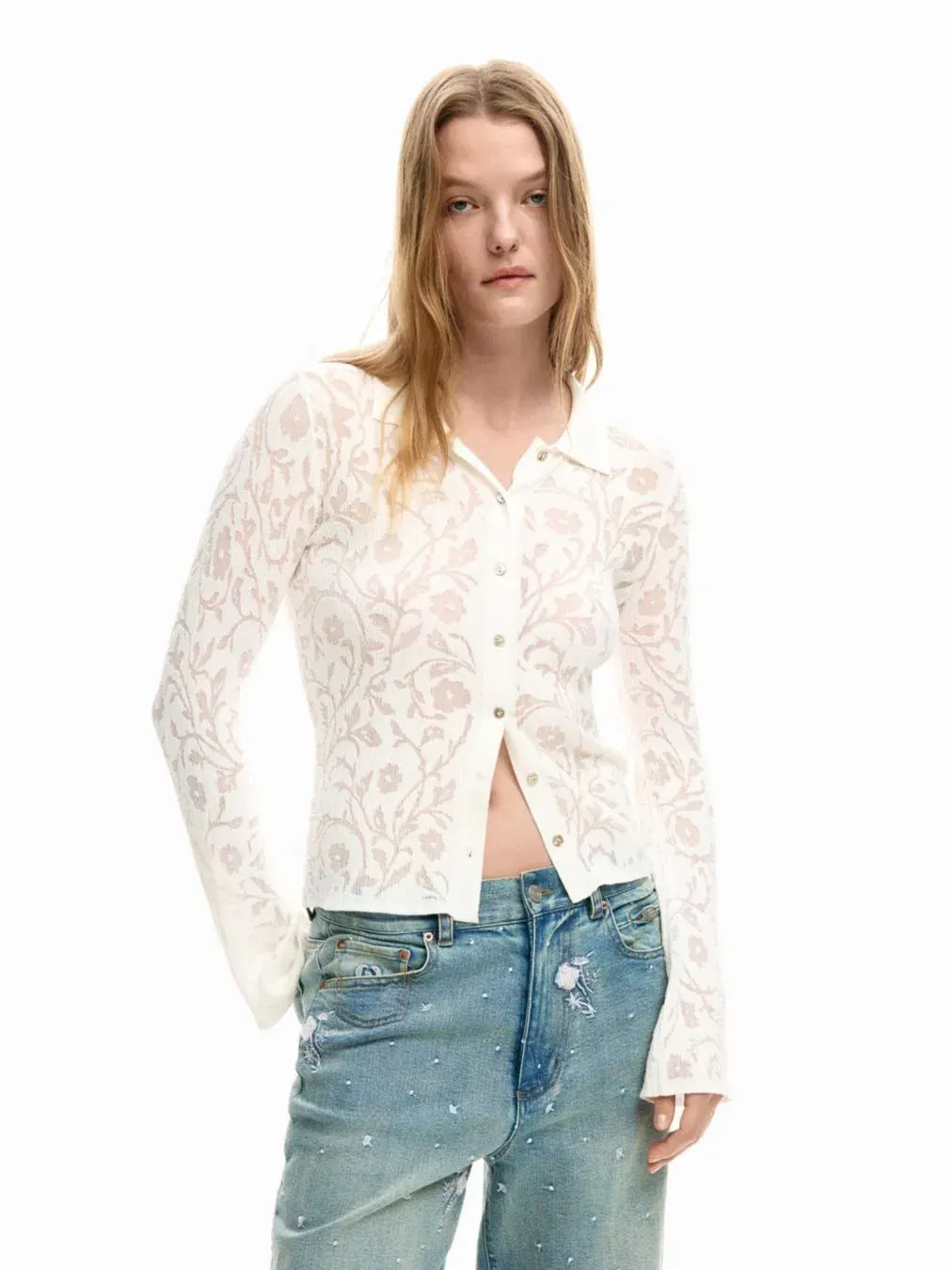 Женская рубашка из трикотажа с длинным рукавом Desigual