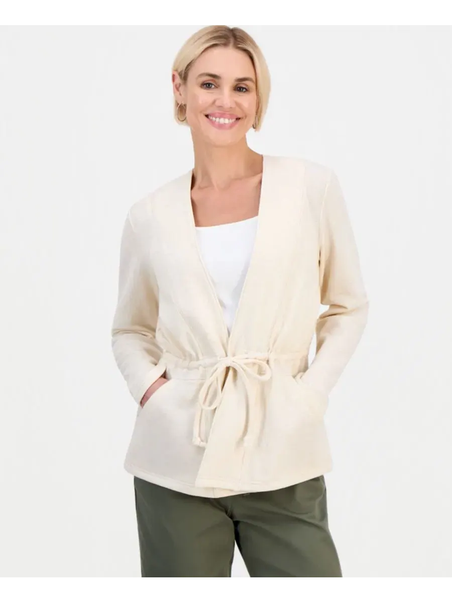 Жакет с завязками на лацкане LuxLounge Tied-Lapel Knit Jacket Style & Co