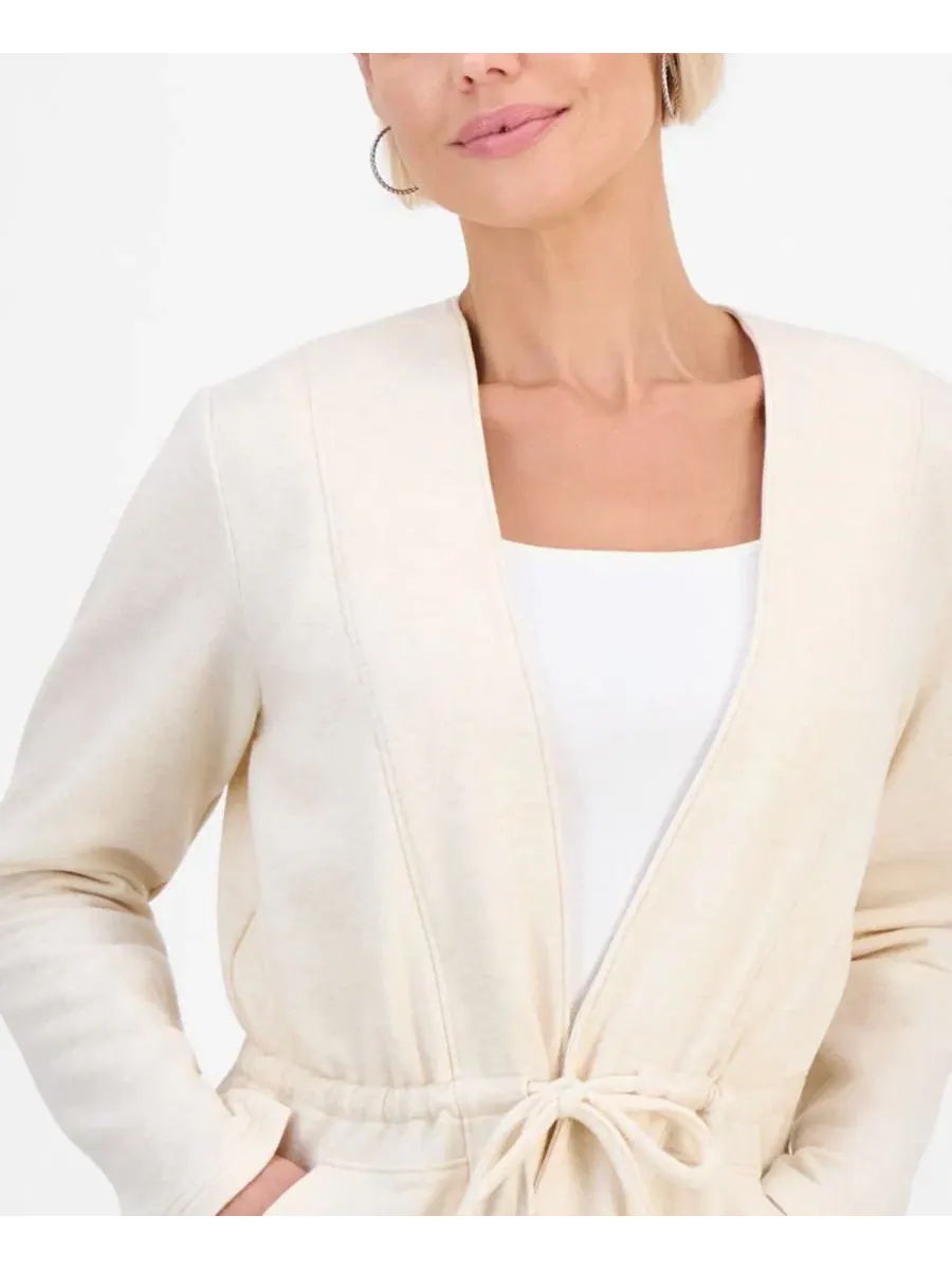 Жакет с завязками на лацкане LuxLounge Tied-Lapel Knit Jacket Style & Co — изображение 4 из 4, овсяный