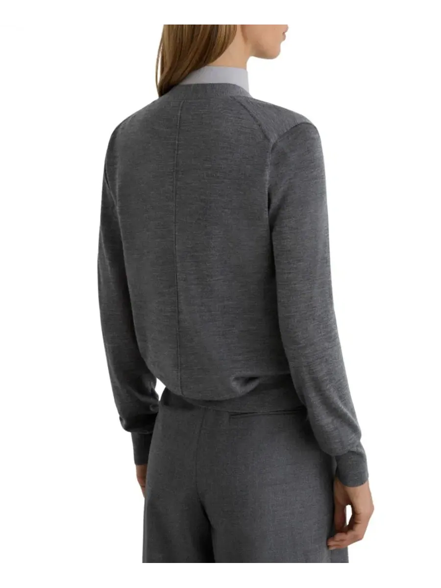 Кардиган женский с V-образным вырезом, длинным рукавом, Simi Merino Wool REISS — изображение 3 из 5, темно-серый серый